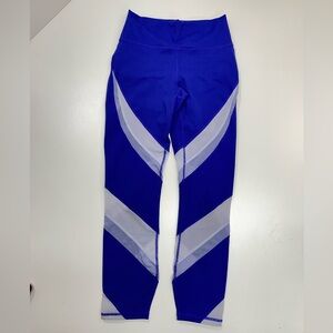 Fabletics Powerhold Leggings Purple with White Mesh Cut Outs Size Medium